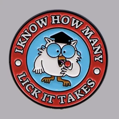 Lollipop Owl How Many Licks Style 1pc Pin Rubber Backer Owl Licks FREE SHIPPING - Image 1 of 4