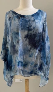 NWT Gigi Moda Italian 100% Silk Poncho Blouse Dolman Top Stretchy Tank O/S - Picture 1 of 5