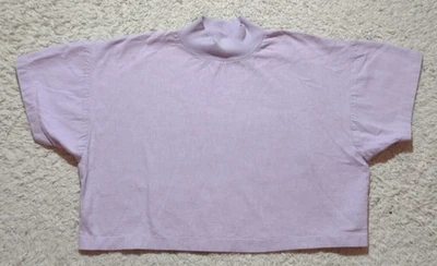Vintage 80s 90s Cropped Shirt Womens M Light Purple Mock Neck Single Stitch - Image 1 of 4