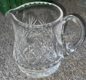 Vintage Kristall geschliffenes Glas Wasserkrug/Krug schwer Küche Saft Creme - Bild 1 von 4