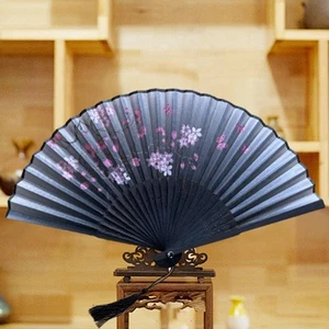 Floral Cherry Blossom Fan Traditional Chinese Folding Hand Fan for Wedding - Picture 1 of 5