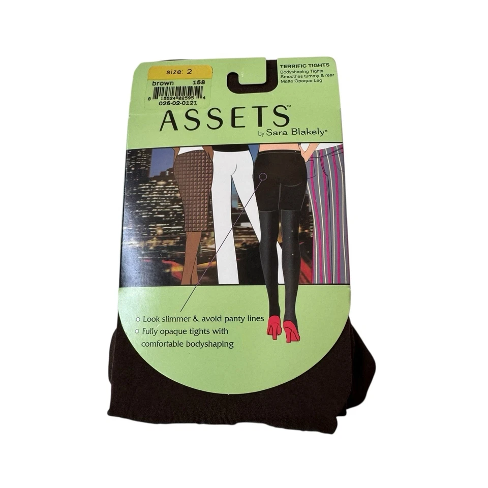 Assets Sara Blakely 惊人的紧身衣棕色 158 尺寸 2 尼龙氨纶不透明新品 — 第 1/4 张图片