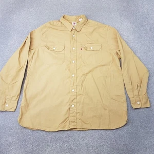 Levis Mens Shirt XL Brown Tan Relaxed Western Utility Pockets Army Button Up - Picture 1 of 9