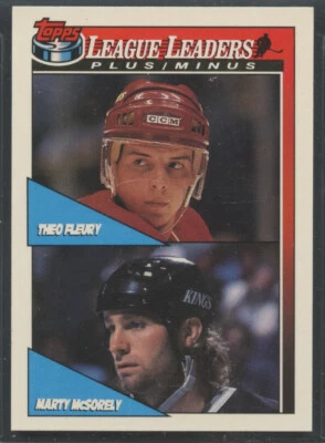 1991-92 Topps #322 League Leaders Plus/Minus Theoren Fleury & Marty McSorley - Image 1 of 2