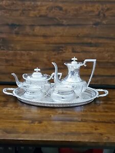 Antique Silver Plate Tea Coffee Set Charles Howard Collins Birmingham England 