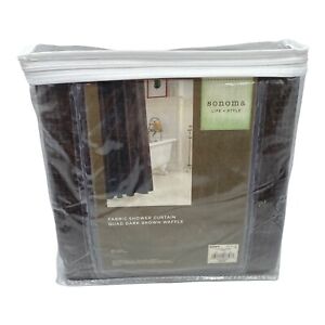 New Sonoma Life + Style Brown Waffle Fabric Shower Curtain 70 x 72 