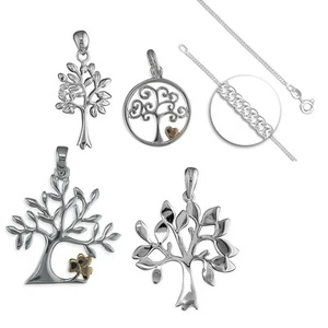 925 Sterling Silber Lebensbaum Anhänger Halskette Geschenkidee NEU Design - Bild 1 von 5
