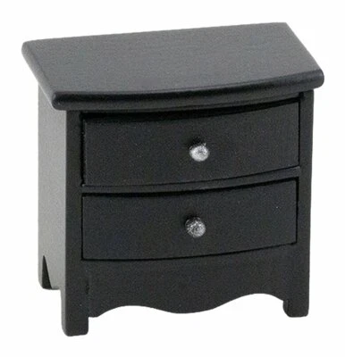  Miniature Dollhouse Modern Nightstand Night Stand 2 Drawer Black 1:12 Scale New - Image 1 of 2