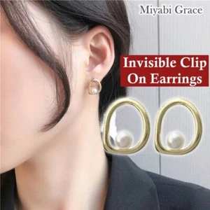 Pendientes con clip de oro simple invisible pendientes sin perforar - Imagen 1 de 18