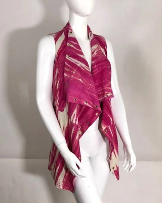 Sold Out! Michael Kors Grommet Trimmed Suede drape-front Vest Radiant Pink XS - Image 1 of 4