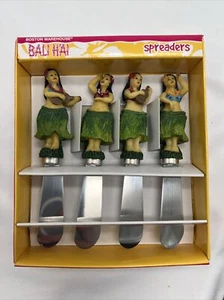 Set of 4 VTG BALI H'AI Spreaders Hawaiian Hula Stainless Knives 2001 Model 12238 - Picture 1 of 5