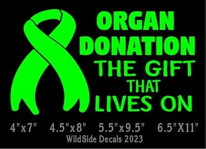Organ Donation Decal The Gift That Lives On Vinyl Car Truck Laptop Sticker - Picture 1 of 8