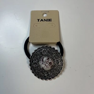 Ponytail Holder Tie Southwestern  SilverTone Metal Stone NWT (E023) - Picture 1 of 5