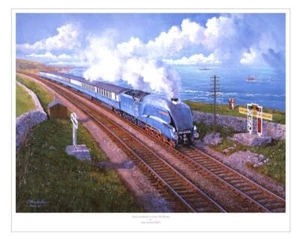 448 Unión de Sudáfrica LNER Motor de Ferrocarril Tren de Vapor John Austin Estampado Artístico - Imagen 1 de 1