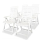 Reclining Garden Chairs 4 Pcs Plastic White