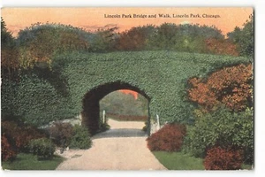 Lincoln Park Brücke und Spaziergang, Lincoln Park, Chicago Vintage Postkarte CG3. - Bild 1 von 2