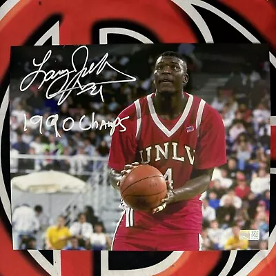 Foto autografada por Larry Johnson University Of Las Vegas UNLV 8X10 Steiner - Imagem 1 de 3