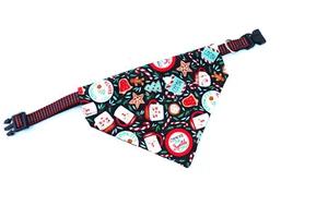 Christmas Dog Bandana, Cookies, OVER THE COLLAR, Size S,M,L,XL,XXL, black - Picture 1 of 9