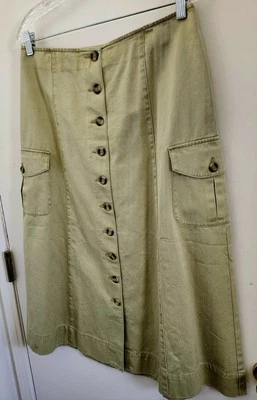 Falda lápiz de trabajo de negocios uniforme utilitario beige vintage abotonada para mujer talla 10 Foto 1 de 4