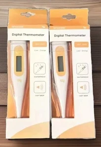 Digital LCD Thermometer 2 Pack Oral Rectal Armpit Adult Baby Toddler Kids - Picture 1 of 2