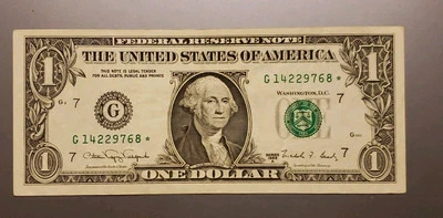 ⭐️ 1988A STAR NOTE ⭐️  $1 DOLLAR  BILL  ( CHICAGO G ) NEAR MINT Print Not Center - Image 1 of 2
