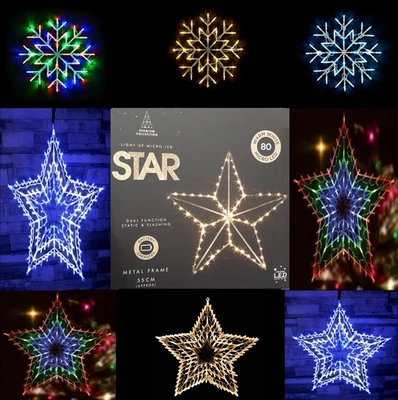 Xmas Christmas Star Snowflake Lights Silhouette Light Decoration Indoor Window - Image 1 of 4