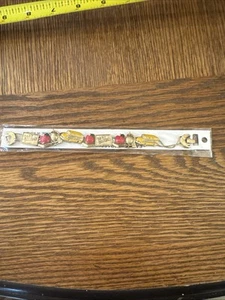 Vintage Gold tone Teacher School Bus Slide Charm Bracelet 7.5 in NIP - Picture 1 of 7