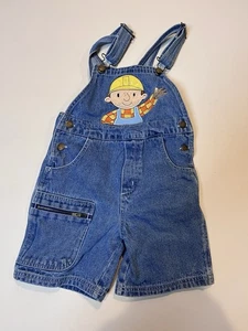 Vintage Bob The Builder Denim Blue Jean Shorts overalls Size 490s 2000s Cartoon - Picture 1 of 8