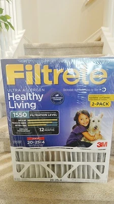 2Pk 3M Filtrete 1550 Electrostatic High Performance Air Filter 20x25x4” - Image 1 of 4