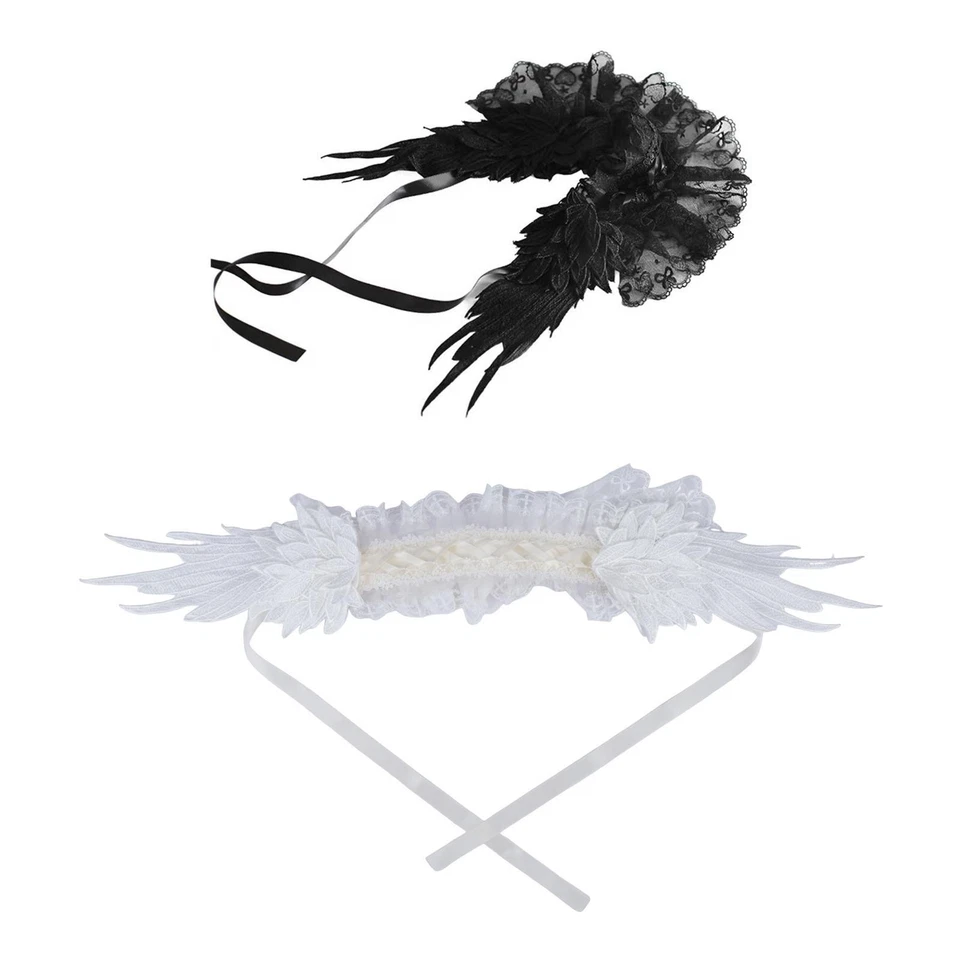 Diadema gótica Lolita tocado de encaje ligero 48 cm largo adorno para el cabello Foto 1 de 2