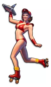 HOT RISQUE DRIVE IN CAR HOP GIRL 22" HEAVY DUTY USA MADE METAL HOME DECOR SIGN - Picture 1 of 1