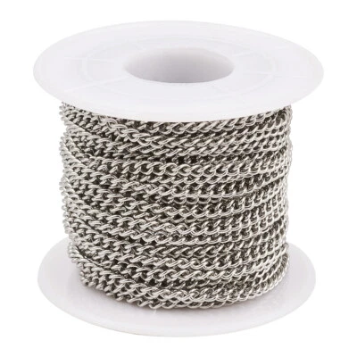 10M/roll Unwelded 304 Stainless Steel Curb Chains Diy Findings with Spool 4X3Mm - Image 1 of 4