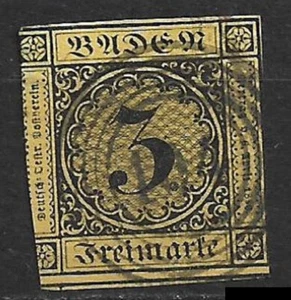 germany baden 1851 - 1858 michel 3 used 104 Offenburg - 9/17 - Picture 1 of 1
