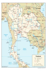 Thailand Straße Autobahn Transport Transport Karte Land Nation Druck - Bild 1 von 1
