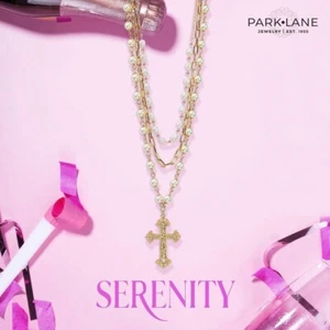 Park Lane SERENITY 3 In 1  Long Pearl & Gold Chain Necklace with a Cross Pendant - Picture 1 of 7