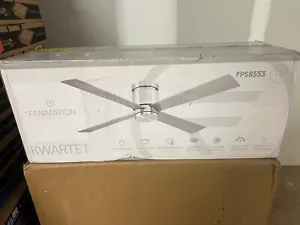FANIMATION Kwartet 52 in. Indoor/Outdoor Matte White Ceiling Fan w/ Light Kit N - Picture 1 of 6