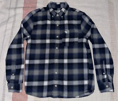Camisa de franela a cuadros azul blanco manga larga Abercrombie niños niños 11/12 Foto 1 de 3