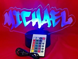 Leuchtlampe Namensform Leuchte Lampe LED mit Fernbedienung personalisiert Graffiti Name - Bild 1 von 9