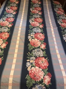 FAB! VTG Shabby Chic Blue Percale Striped Floral Double Sided Queen Duvet Cover - Picture 1 of 7