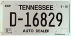 Tennessee TN License Plate Tag 2010 Auto Dealer D-16829 K