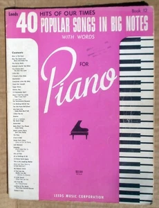 40 Popular Songs in Big Notes w/ Words Vtg 1960 Sheet Music Book 12 - Picture 1 of 5
