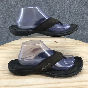 Columbia Sandals Womens 11 Flip Flop Brown Leather Slip On Anti Odor Flats - Picture 1 of 16