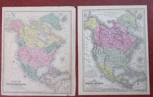North America Antebellum United States Canada Mexico Alaska 1853 lot x 2 maps - Picture 1 of 7