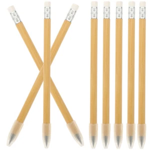 8 Pcs Bamboo and Wood Pole Pencil Student Eternal Pencils Inkless Infinite - Picture 1 of 12