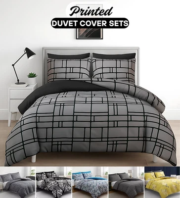 Duvet Cover Set Reversible King Size Duvet Cover Bedding Set Single Double King - Image 1 of 4