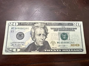 Fancy Serial Number US $20 Dollar Bill ME 86888618 G, nice trinary - Picture 1 of 2