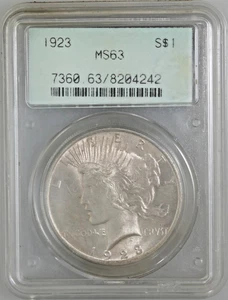 1923 Peace Silver Dollar MS63 PCGS - Picture 1 of 2