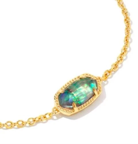 Brazalete de cadena ajustable de oro Kendra Scott Elaina en abulón lila 9608802147 Foto 1 de 3