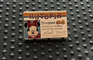 Older Disneyland Autopia Minnie Mouse Driver's License Pin Waffle Back - Picture 1 of 2