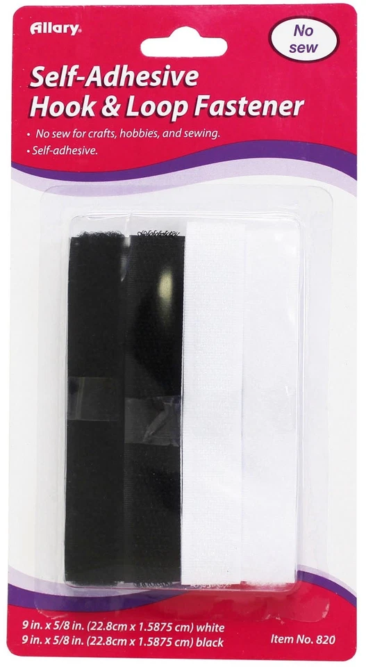 Allary Self-Adhesive Hook & Loop Fastener-Black And White, 9"X.625" - Image 1 of 1
